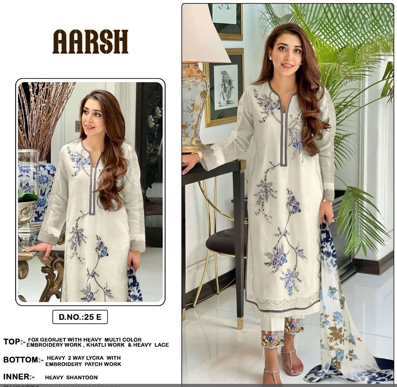 Aarsh 025 Embroidery Georgette Pakistani Readymade Suits Wholesale Shop In Surat